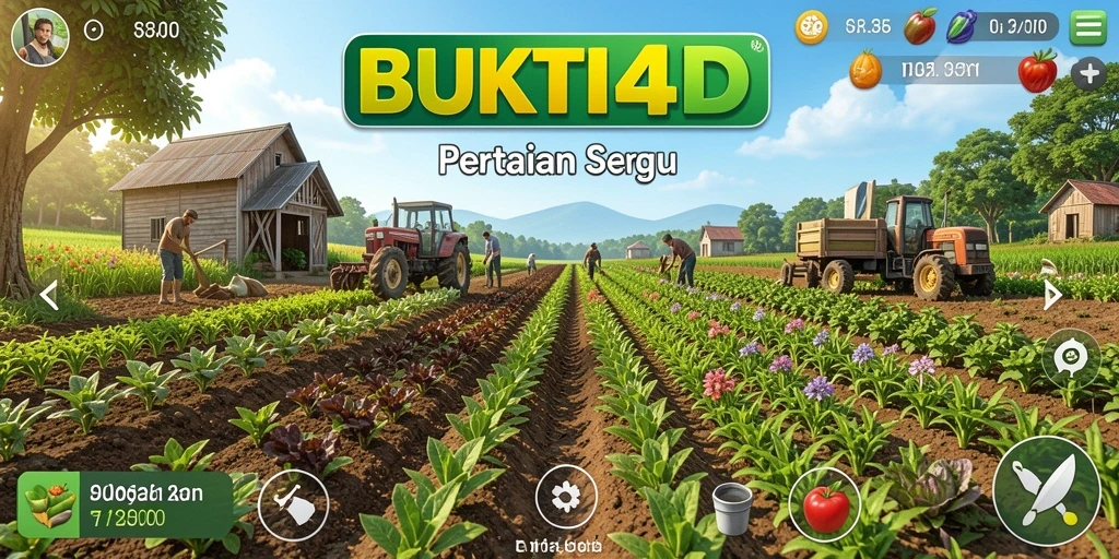Tampilan gameplay BUKTI4D yang menampilkan aktivitas pertanian seru.
