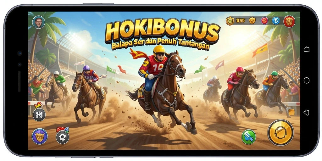 Gameplay HOKIBONUS yang mendebarkan dalam balapan yang menantang.