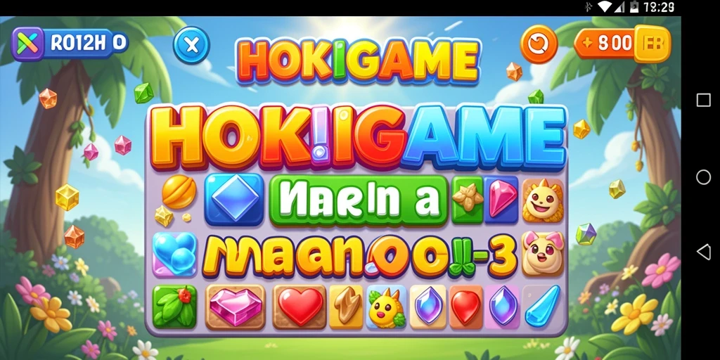 Tampilan menarik gameplay HOKIGAME dengan elemen warna-warni.