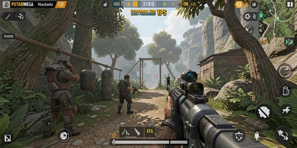 Gameplay PUTARMEGA menunjukkan aksi mendebarkan di dunia TPS.