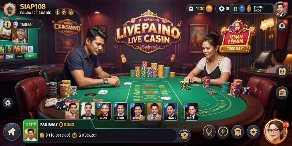 Screenshot gameplay Live Casino SIAP108 dengan dealer langsung.