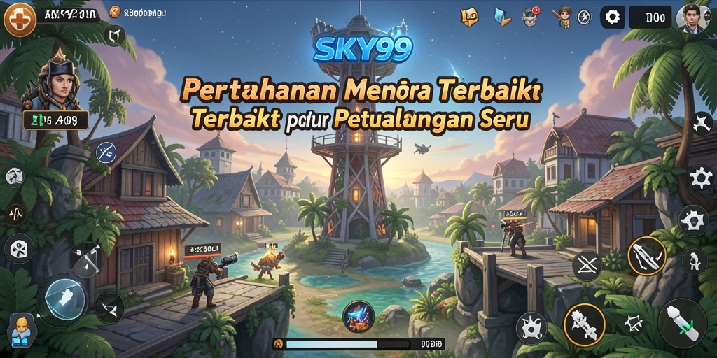 Tampilan gameplay menara pertahanan yang seru dan mendebarkan.