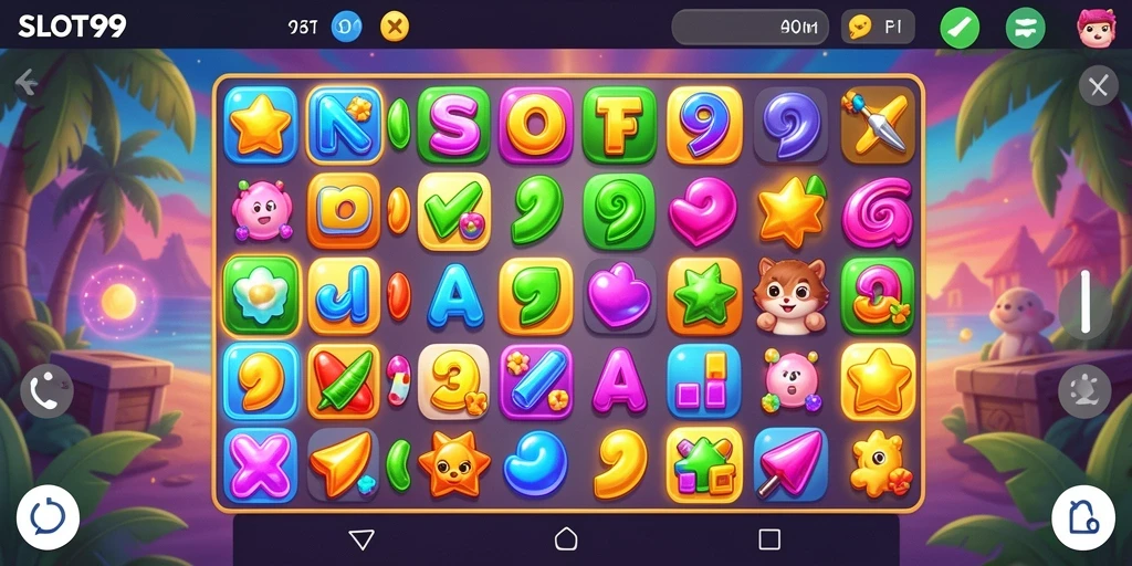 Screenshot dari gameplay SLOT99 yang menampilkan aksi mencocokkan simbol.