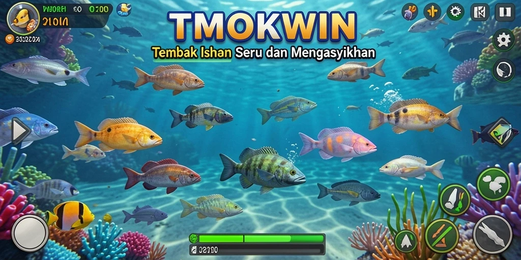 Screenshot gameplay <strong>TMOKWIN</strong> menampilkan aksi seru menangkap ikan.