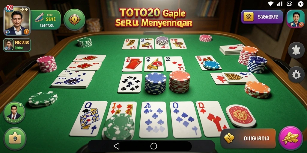 Tampilan screenshot utama TOTO20 menampilkan gameplay Gaple yang seru.