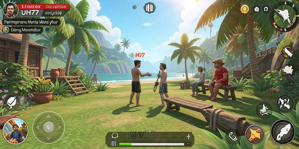 Screenshot UH77 menampilkan gameplay santai yang menghibur.