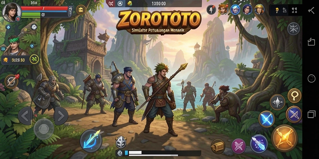Screenshot gameplay ZOROTOTO menampilkan petualangan seru di dunia virtual.