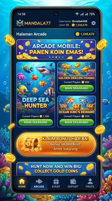 Tampilan antarmuka pengguna mandala77 yang bersih dan sederhana.